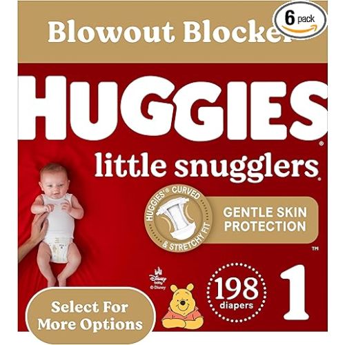 Huggies Size 1 Diapers, Little Snugglers Diapers, Size 1 (8-14 lbs), 198 Ct (6 packs of 33)