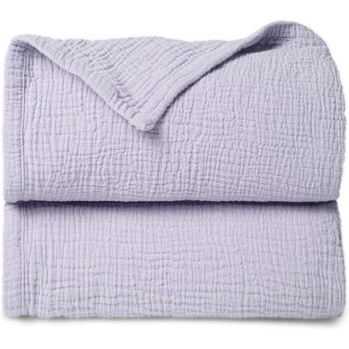 Lulu moon Muslin Quilt Blanket, Crib Blanket for Baby and Toddler,47x47 Inches(Purple)