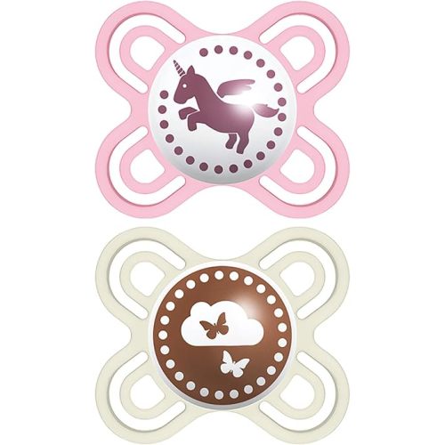 MAM Perfect Baby Pacifier, Patented Nipple, Developed with Pediatric Dentists & Orthodontists, Girl, 0-3 Months (Pack of 2)