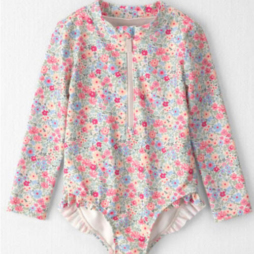 Toddler Girl Recycled Rashguard Swimsuit in Meadow Mix - Little Planet | Carter's