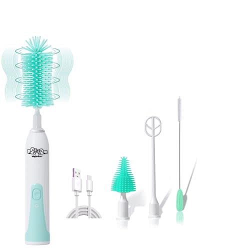 Rechargeable Electric Bottle Brush Set with Automatic Electric Bottle Brush Cleaner and Spin Multi-Purpose Brushes,Mixer,Suitable for Baby Bottle Brush, Dish Scrub Brush,Toilet Brush,Green