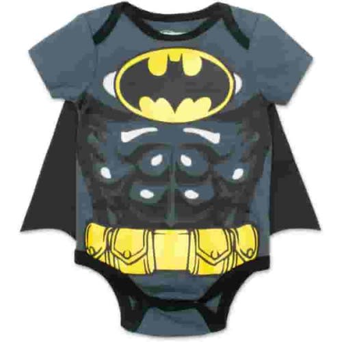 DC Comics Justice League Batman Infant Baby Boys Short Sleeve Bodysuit & Cape Grey 6-9 Months