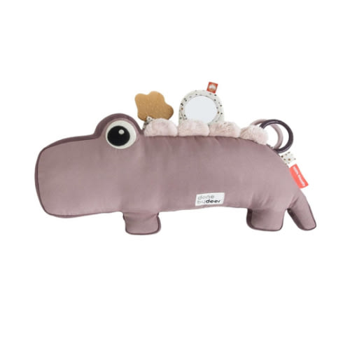 Done by Deer Croco Powder Tummy Time Activity Toy, Sensory Play, Teether, Rings, Mirror, Crinkle Sounds, Jittering Crocodile Tummy, 100% Recycled Polyester Fibers