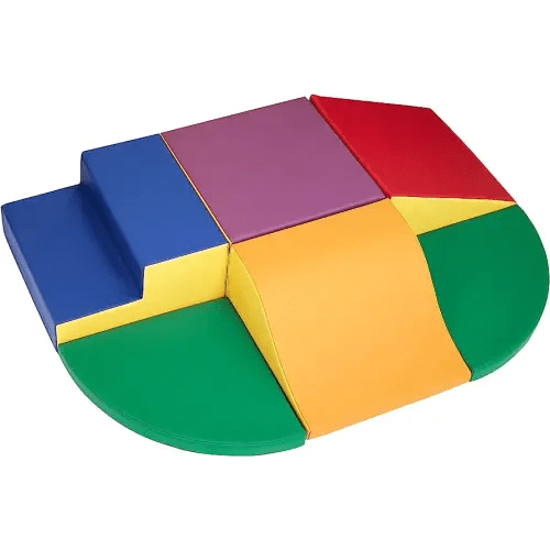 Amazon Basics Soft Play Wall Climb and Slide for Kids, Indoor Climbing Foam, Medium, 6-Piece (Red, Green, Blue, Yellow, Purple, Orange)