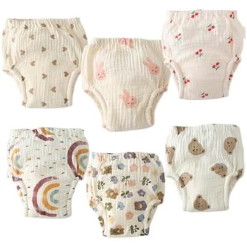 Baby Training Underpants,Soft Cotton Absorbent Potty Training Underwear For Baby Boys And Girls 6 Pack