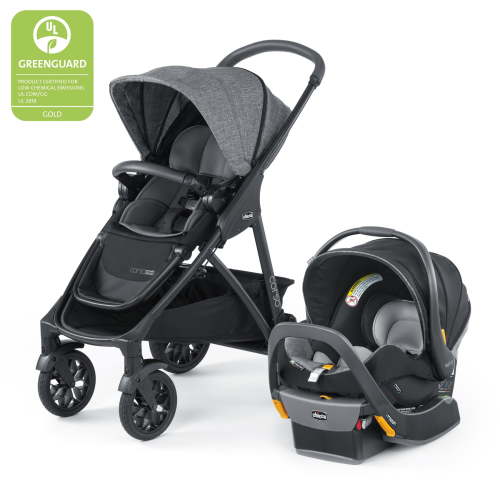 Chicco Corso Primo Modular Travel System Stroller with KeyFit 35 Zip ClearTex Infant Car Seat - Aspen (Black), New