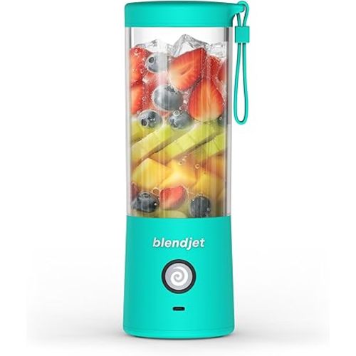 BlendJet Portable Blender for Smoothies & Shakes - 16oz BlendJet 2 Cordless Personal & Small Blender, USB-C Rechargeable & Self Cleaning - Quiet Mini Travel Blender with Stainless Steel Blade (Mint)