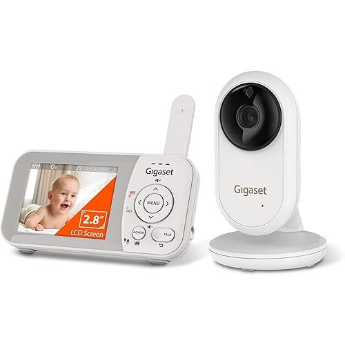 Gigaset Baby Monitor with Camera and Audio - VS280 No WiFi Portable Video Infant Monitor 2.8" Screen, Auto Night Vision, Temperature Alert, 1000ft Range, Ideal for Baby, Elderly, Pet