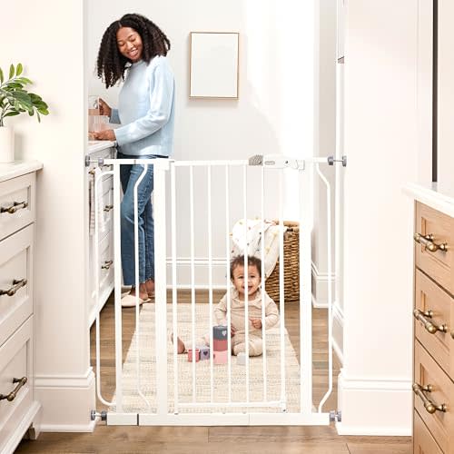 Regalo Safety 36" Extra Tall Baby Gate for Doorways & Bottom of Stairs, Pressure Mounted Walk Through Gate for Babies, Toddlers & Pets, Tested & Safe for 30 Years, American Designed, American Owned