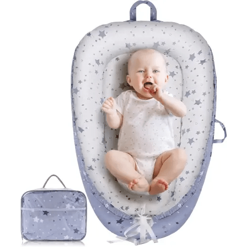Baby Lounger for Newborns 0-24 Months, Breathable and Soft Co-Sleeping Nest, Lightweight Infant Lounger for Home and Travel, Essential Baby Gift (Blue)
