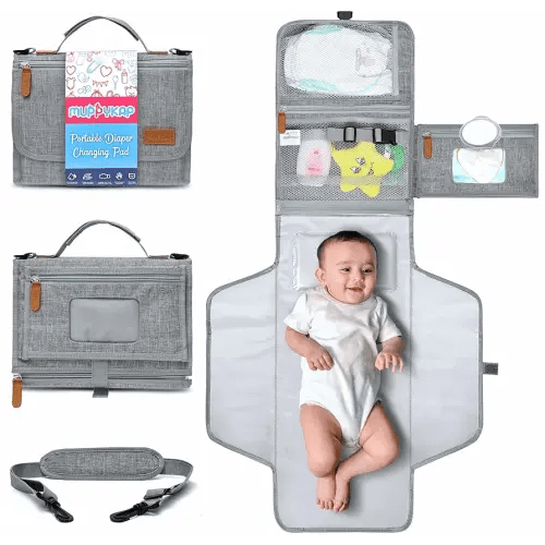 Portable Changing Pad with Shoulder Strap - Detachable Travel Changing Pad - Baby Shower Gifts - Fully Padded & Lightweight - Baby Boy Gifts - Diaper Changing Pad - Changing Mat 27"x22"