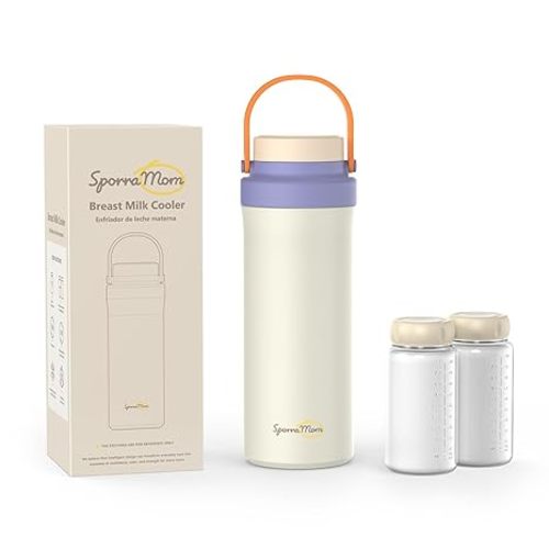Breastmilk Cooler, Portable Breast Milk Cooler Bottle for Outdoor, 22oz Large Capacity Travel Breastmilk Chiller with 2 Pack Baby Bottles for Breastmilk Storage, Keep Cooling 24H (Purple)