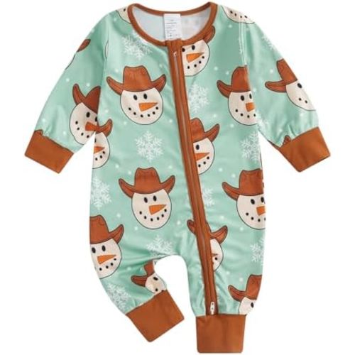 FIOMVA My First Christmas Baby Boy Girl Outfit Newborn Highland Cow Romper Infant Jumpsuit Western Fall Winter Clothes