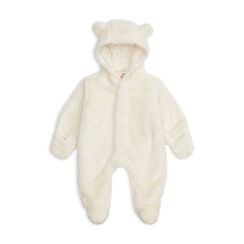 Minky Faux Fur Bear Hooded Footie Suit