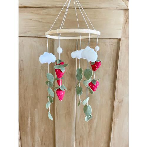 Customizable Strawberry Baby Mobile | Handmade Felt Mobile | Nursery Decor