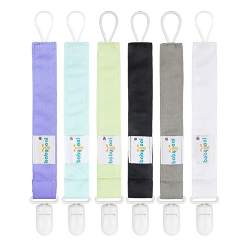 Babygoal Solid Color Pacifier Clips, 6 Pack Binky Paci Holder Clips and Leash for Boys and Girls Fits for Most Pacifier, Binkie Styles & Baby Teethers & Toys and Gift 6PS15