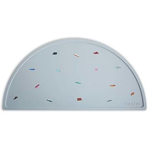 mushie Silicone Placemat for Kids | BPA-Free Non-Slip Design (Retro Cars)