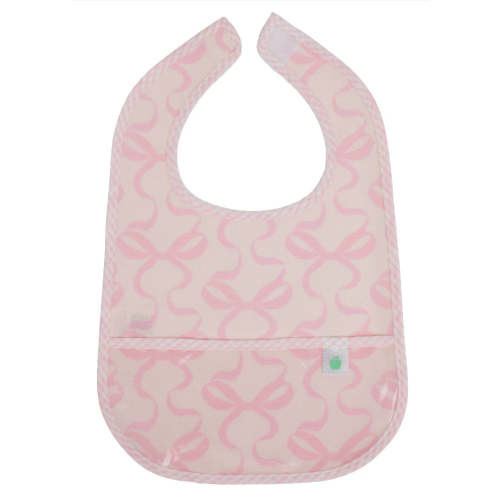 The Wipe It Bib- Bows on Pink