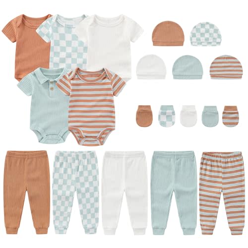 MAMIMAKA Newborn Layette Gift Set 20-Piece Cotton Baby Boy Girl Clothes Essentials and Accessories