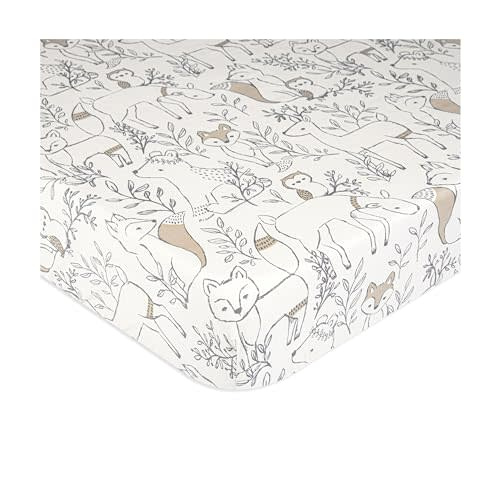 Crane Baby Crib Sheet, Woodland Animal Crib Sheets & Toddler Sheets, 100% Cotton Crib Sheets for Standard Crib Mattress, 28"x 52", Breathable Crib Sheets, Fitted Crib Sheets for Boys and Girls