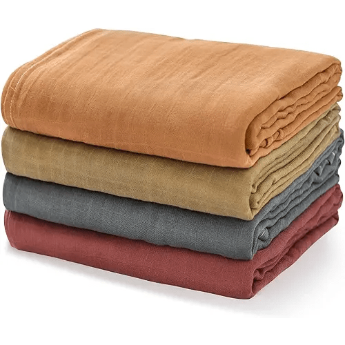 Momcozy Muslin Swaddle Blankets, Baby Swaddle Wrap for Baby Boys and Girls, 4-Pack Breathable and Skin-Friendly Baby Receiving Blankets, Baby Essentials, Registry & Gift, 47 x 47 inches