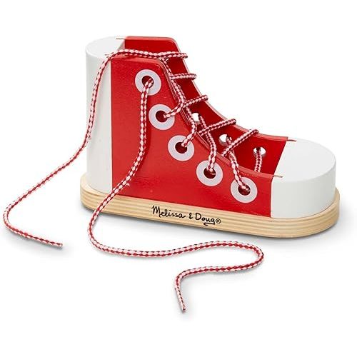Melissa & Doug Deluxe Wood Lacing Sneaker - Learn to Tie a Shoe Educational Toy