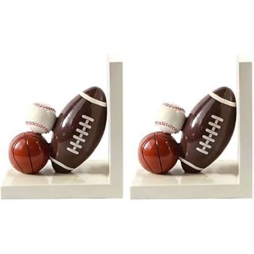 IMIKEYA Resin Bookend Book Stopper Football Basketball Heavy Duty Non-Skid Bookend for Room and Office Book Shelf Decor