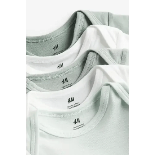 5-pack Cotton Bodysuits, Green/light green