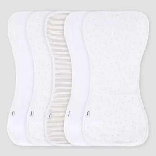 Baby 5pk Burp Cloth - White