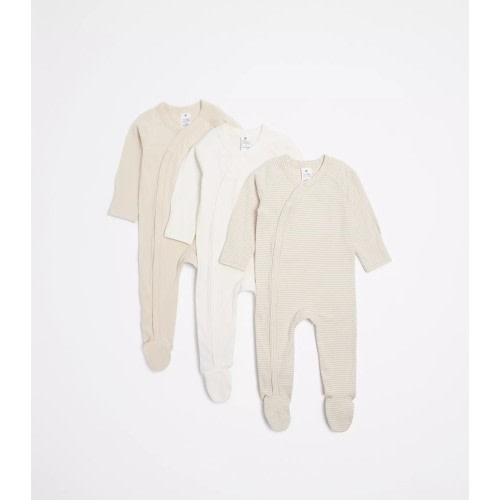 3 Pack Baby Organic Cotton Zip Coverall | Target Australia