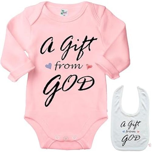 Glft from God- Cute miracle newborn Baby T Bodysuit infant Outfit Onesie & Bib
