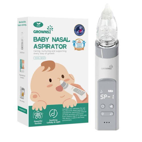 GROWNSY Nasal Aspirator for Baby, Electric Baby Nose Sucker with Larger Suction Chamber and More Powerful Suction, Automatic Nose Cleaner with Music and Light Soothing Function