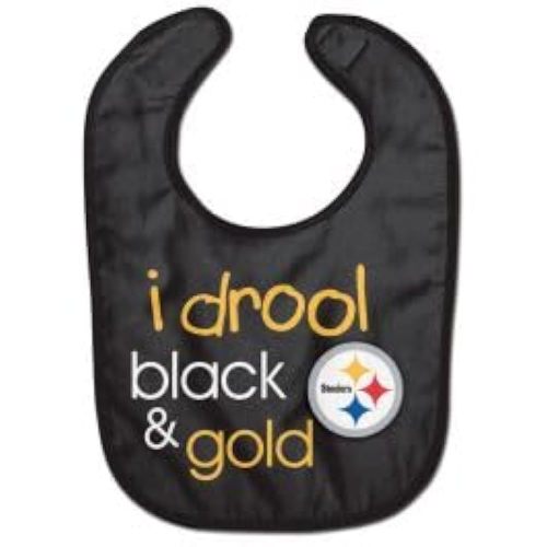 WinCraft Pittsburgh Steelers Baby Bib All Pro Style I Drool Design, Black