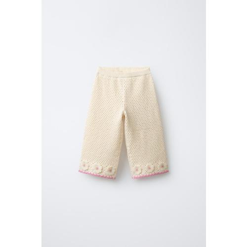 CROCHET KNIT FLORAL CULOTTES - Ecru | ZARA United States