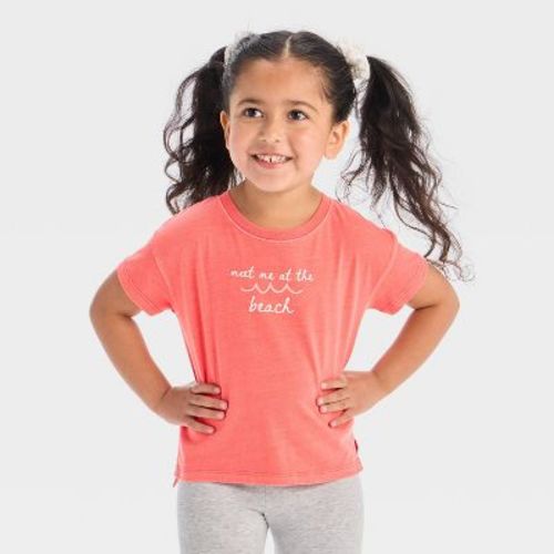 Toddler Girls' Short Sleeve Beach Graphic T-Shirt - Cat & Jack™ Coral Orange 4T