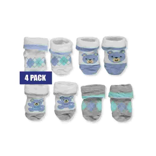 Piper & Jax Baby Boys' 4-Pack Bear Booties - multi, 0 - 12 months