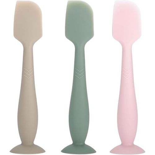 3-Pack Baby Diaper Cream Spatula - Baby Diaper Rash Cream Applicator for Butt Paste Diaper Cream - Diaper Cream Brush for Newborn Baby Essentials (grey, green, pink)