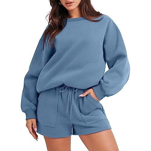 ANRABESS Women 2 Piece Outfits Sweat Shorts Sets 2025 Oversized Casual Lounge Matching Set Sweatsuit Tracksuit Clothes