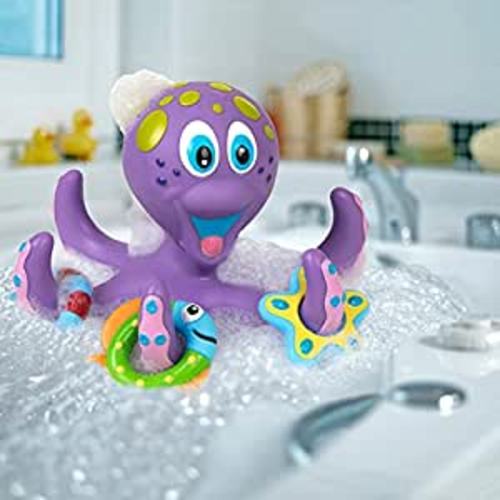 Nuby Floating Purple Octopus with 3 Hoopla Rings Interactive Bath Toy : Toys & Games