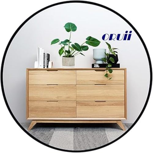 Black Circle Mirror, 20 inch Round Mirror, Wall Mirror Circular, Black Bathroom Mirror, Round Wall Mirrors for Living Room, Bedroom, Bathroom, Washroom, Rustic, Vanity.