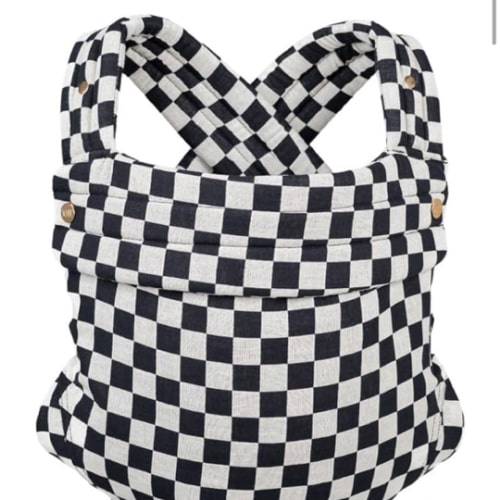 Mabē Monarch Ergonomic Baby Carrier – Premium Cotton Soft Structured Newborn to Toddler Carrier with Hip-Healthy Design, 3 Carry Positions (7-35lbs), Lightweight & Breathable, (Ebony Check)