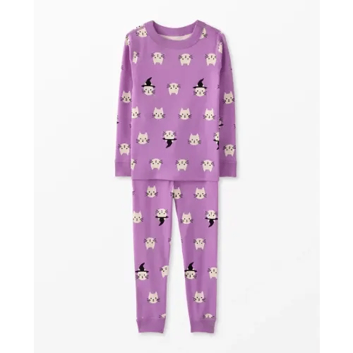 Kids Halloween Long John Pajama Set, Halloween Kitties on Primrose - size 2