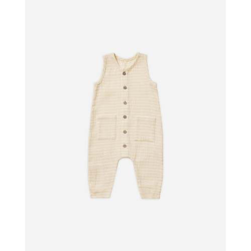 Sleeveless Pocketed Jumpsuit || Lemon Stripe
