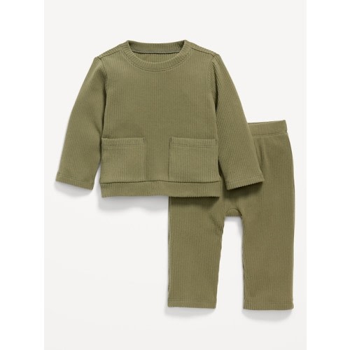 Ribbed Pocket T-Shirt and Pants Set for Baby