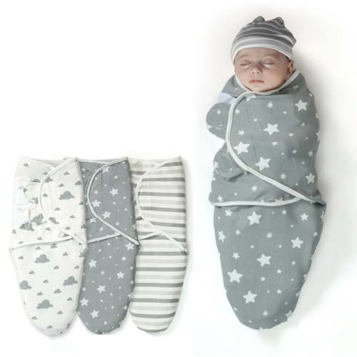 IR Imperial Rooms 3 Piece Newborn Baby Swaddle Wrap Blanket Sleep Sack for 0-3 Months Grey Unisex