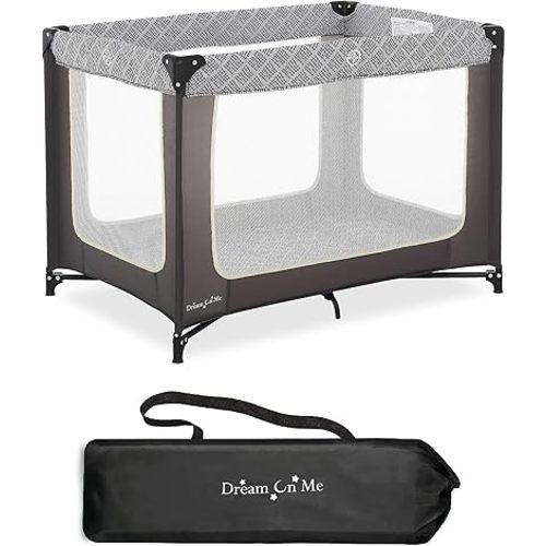 Zoom Portable Playard in Dark Grey, Lightweight, Packable and Easy Setup Baby Playard, Breathable Mesh Sides and Soft Fabric - Comes with a Removable Padded Mat