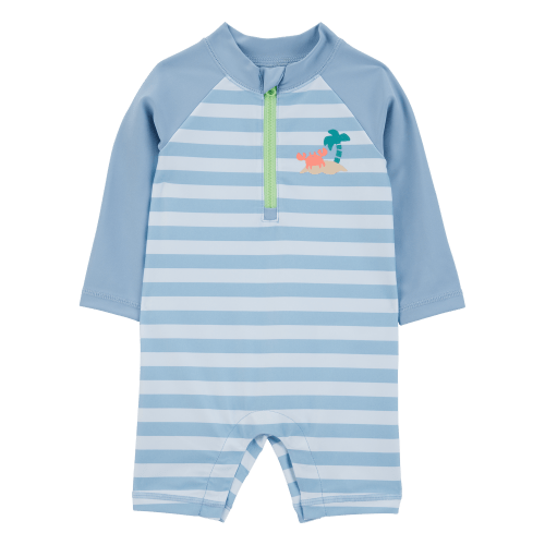 Baby 1-Piece Striped Long-Sleeve Rashguard Swimsuit - Blue - Carter's | Carter's