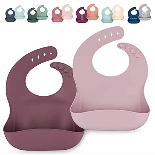 Amazon.com: Ava + Oliver Silicone Bib Set - Adjustable Waterproof Bibs - Set of 2 (Lavender): Clothing