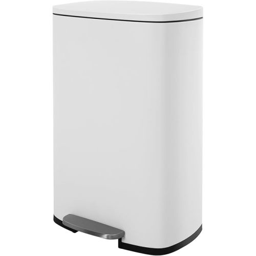 13 Gallon(50L) Trash Can, Fingerprint Proof Stainless Steel Kitchen Garbage Can with Removable Inner Bucket and Hinged Lids, Pedal Rubbish Bin for Home Office Garbage Can