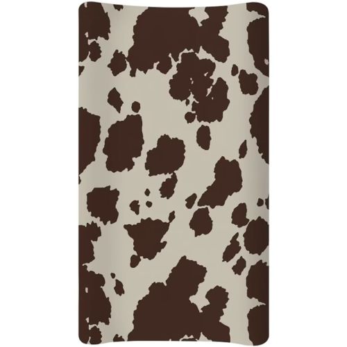 Cow Print Changing Pad Cover Brown Diaper Changing Pad Cover Soft & Breathable Comfy Diaper Change Table Sheets Universal Fit Cradle Mattress Sheets for Baby Girls Boys